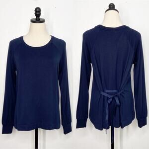NWT Lou & Grey Tie Back Sweatshirt Navy Blue Soft Loungewear Casual Size XS